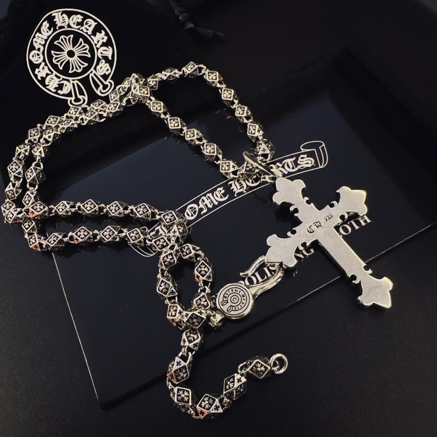 Chrome Hearts Silver Cross Pendant Necklace